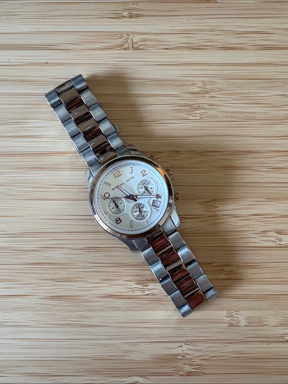 Michael Kors Two-Tone Silver and Rose Gold Women's Chronograph Watch